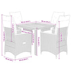 5-tlg. Garten-Essgruppe mit Kissen Grau Poly Rattan