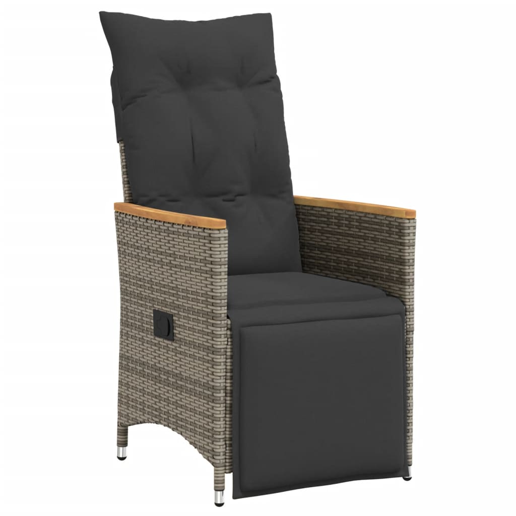 7-tlg. Garten-Essgruppe mit Kissen Grau Poly Rattan