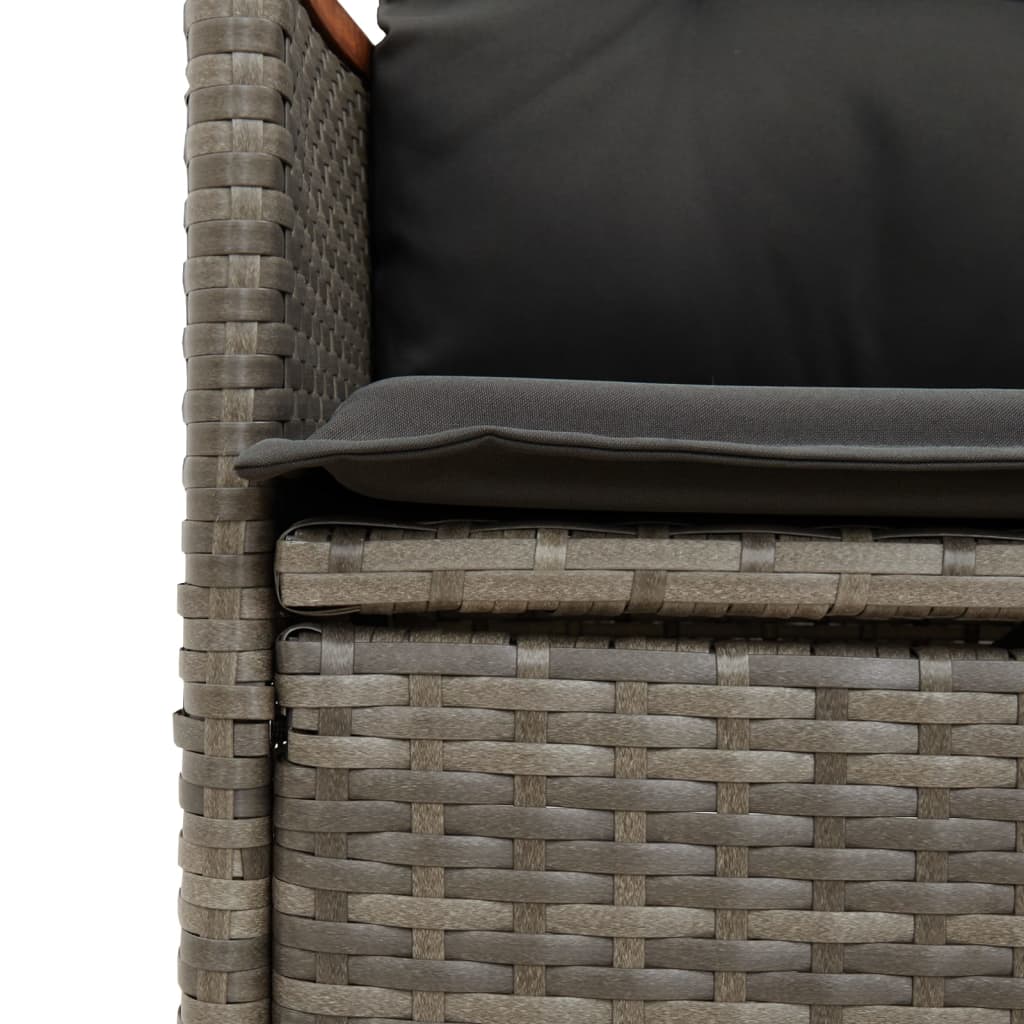 7-tlg. Garten-Essgruppe mit Kissen Grau Poly Rattan