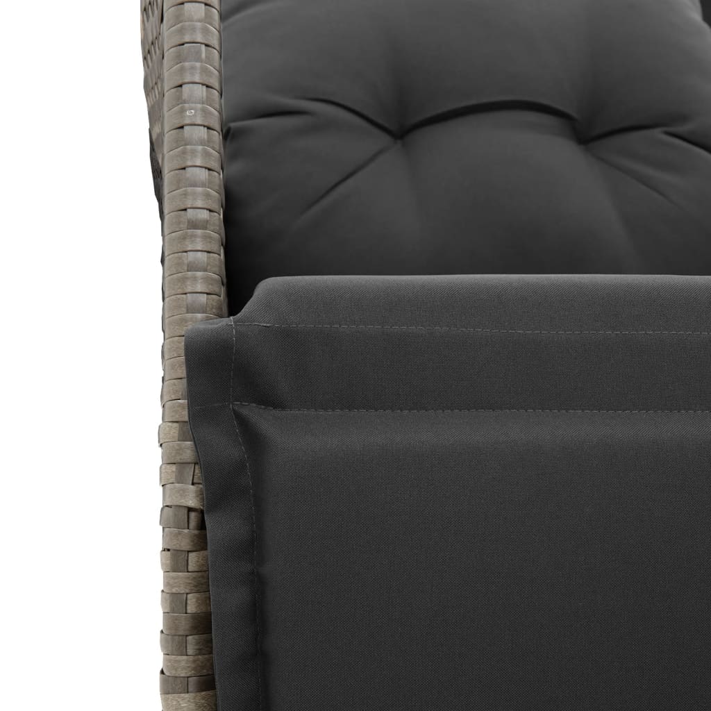 9-tlg. Garten-Essgruppe mit Kissen Grau Poly Rattan