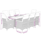 7-tlg. Garten-Essgruppe mit Kissen Schwarz Poly Rattan
