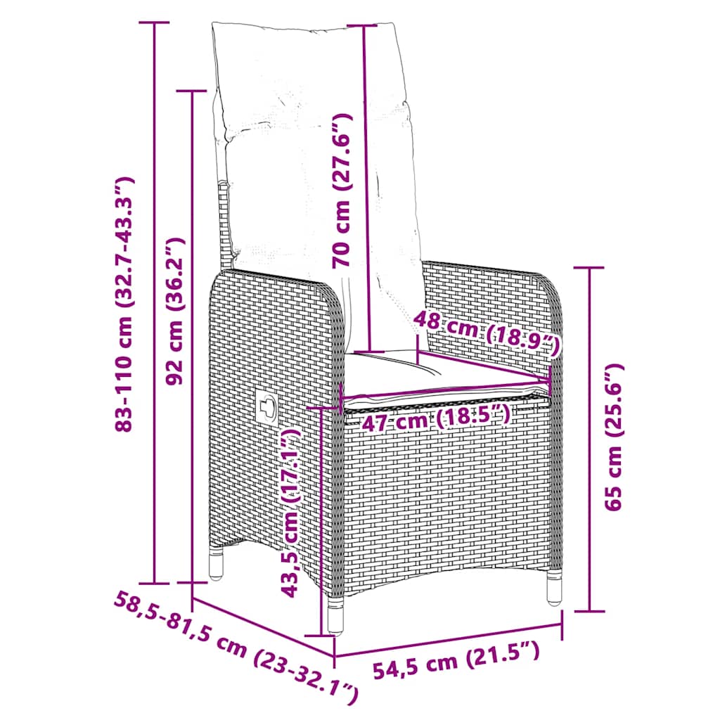 9-tlg. Garten-Bistro-Set mit Kissen Schwarz Poly Rattan