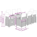 9-tlg. Garten-Bistro-Set mit Kissen Schwarz Poly Rattan