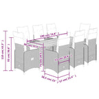 9-tlg. Garten-Bistro-Set mit Kissen Schwarz Poly Rattan
