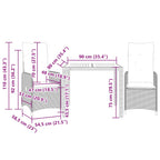 3-tlg. Garten-Bistro-Set mit Kissen Grau Poly Rattan