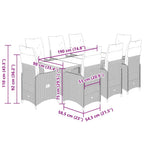 9-tlg. Garten-Bistro-Set mit Kissen Grau Poly Rattan