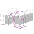 9-tlg. Garten-Bistro-Set mit Kissen Beige Poly Rattan
