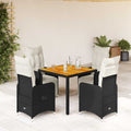 5-tlg. Garten-Bistro-Set mit Kissen Schwarz Poly Rattan