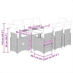 9-tlg. Garten-Bistro-Set mit Kissen Schwarz Poly Rattan
