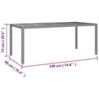 7-tlg. Garten-Bistro-Set mit Kissen Grau Poly Rattan