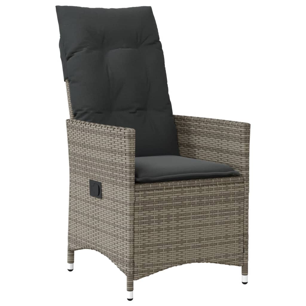 9-tlg. Garten-Bistro-Set mit Kissen Grau Poly Rattan