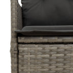 9-tlg. Garten-Bistro-Set mit Kissen Grau Poly Rattan