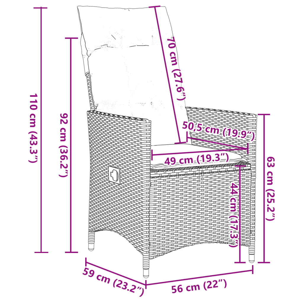 11-tlg. Garten-Bistro-Set mit Kissen Grau Poly Rattan