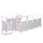 11-tlg. Garten-Bistro-Set mit Kissen Grau Poly Rattan