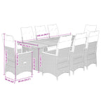 9-tlg. Garten-Bistro-Set mit Kissen Grau Poly Rattan