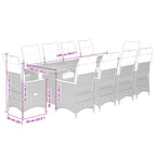 11-tlg. Garten-Bistro-Set mit Kissen Grau Poly Rattan