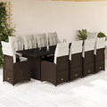 11-tlg. Garten-Bistro-Set mit Kissen Braun Poly Rattan