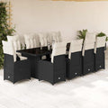 11-tlg. Garten-Bistro-Set mit Kissen Schwarz Poly Rattan