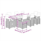 9-tlg. Garten-Bistro-Set mit Kissen Grau Poly Rattan