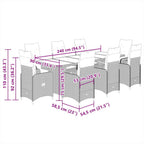 9-tlg. Garten-Bistro-Set mit Kissen Beige Poly Rattan