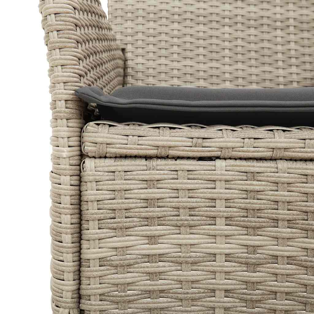 9-tlg. Garten-Essgruppe mit Kissen Hellgrau Poly Rattan & Glas