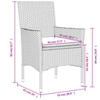 9-tlg. Garten-Essgruppe mit Kissen Grau Poly Rattan und Glas