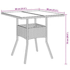 5-tlg. Garten-Essgruppe mit Kissen Schwarz Poly Rattan und Glas
