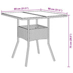 3-tlg. Garten-Essgruppe mit Kissen Grau Poly Rattan und Glas