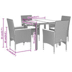 5-tlg. Garten-Essgruppe mit Kissen Grau Poly Rattan Akazie