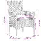7-tlg. Garten-Essgruppe mit Kissen Schwarz Poly Rattan Glas