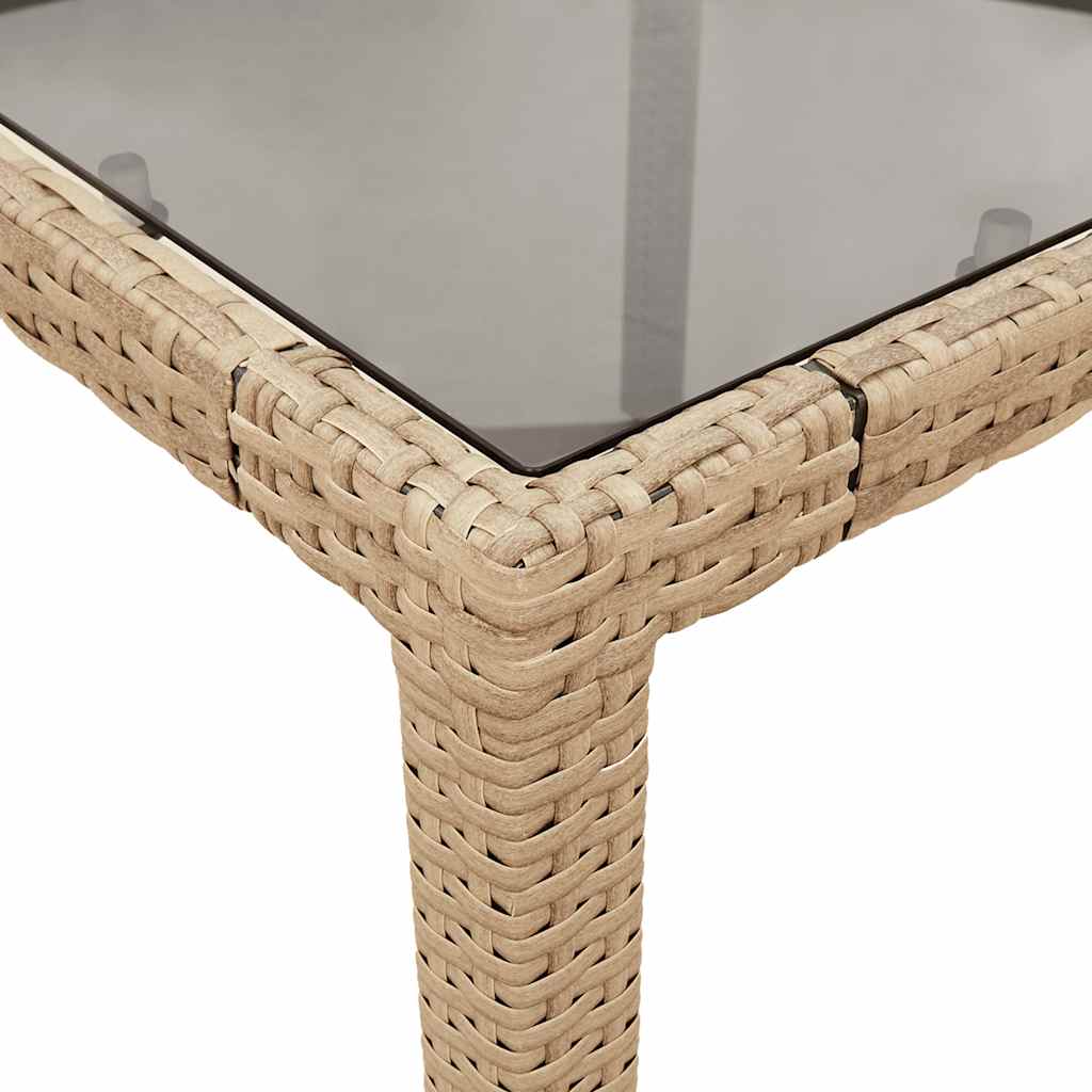5-tlg. Garten-Essgruppe mit Kissen Beige Poly Rattan und Glas