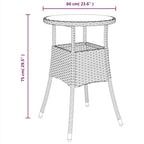 5-tlg. Garten-Essgruppe mit Kissen Grau Poly Rattan und Glas