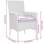3-tlg. Garten-Essgruppe mit Kissen Beige Poly Rattan und Glas