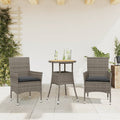 3-tlg. Garten-Essgruppe mit Kissen Grau Poly Rattan Akazie