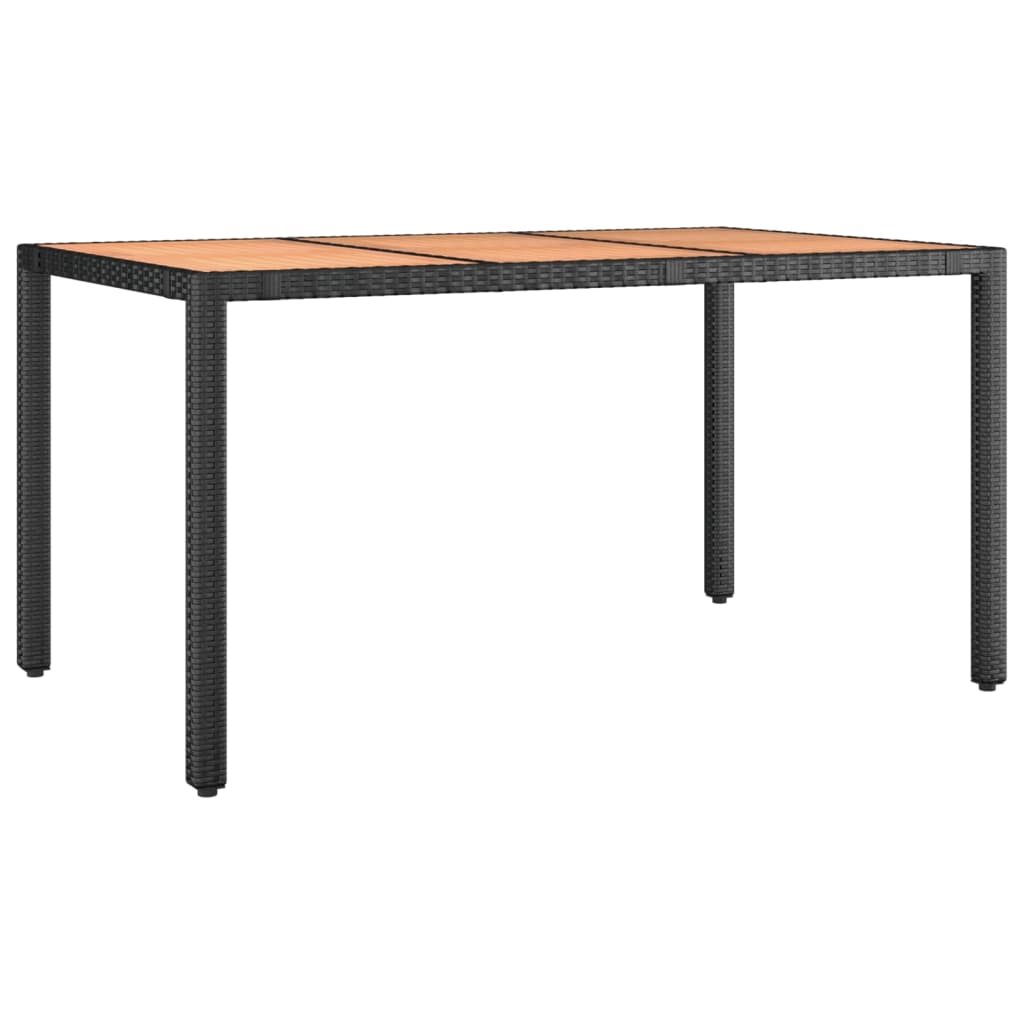 7-tlg. Garten-Essgruppe mit Kissen Schwarz Poly Rattan