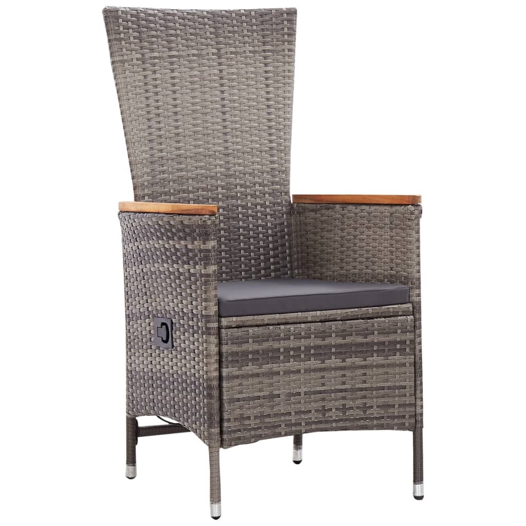9-tlg. Garten-Essgruppe mit Kissen Grau Poly Rattan