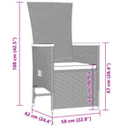 9-tlg. Garten-Essgruppe mit Kissen Grau Poly Rattan