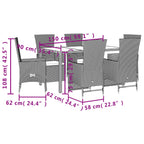 7-tlg. Garten-Essgruppe mit Kissen Beige Poly Rattan