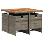 5-teiliges Garten-Ess-Set mit Kissen, grau, Polyrattan