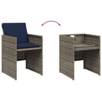 9-teiliges Garten-Ess-Set mit Kissen, grau, Polyrattan
