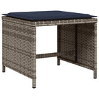 9-teiliges Garten-Ess-Set mit Kissen, grau, Polyrattan