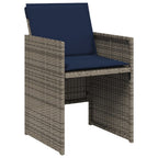 11-teiliges Garten-Ess-Set mit Kissen, grau, Polyrattan