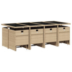 13-tlg. Garten-Essgruppe mit Kissen Beige Poly Rattan