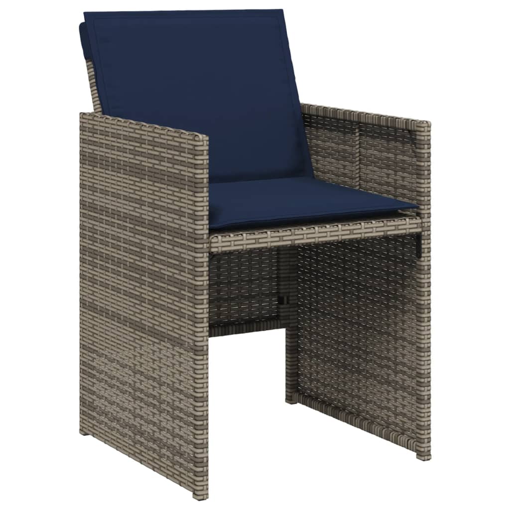 13-teiliges Garten-Ess-Set mit Kissen, grau, Polyrattan