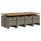 13-teiliges Garten-Ess-Set mit Kissen, grau, Polyrattan
