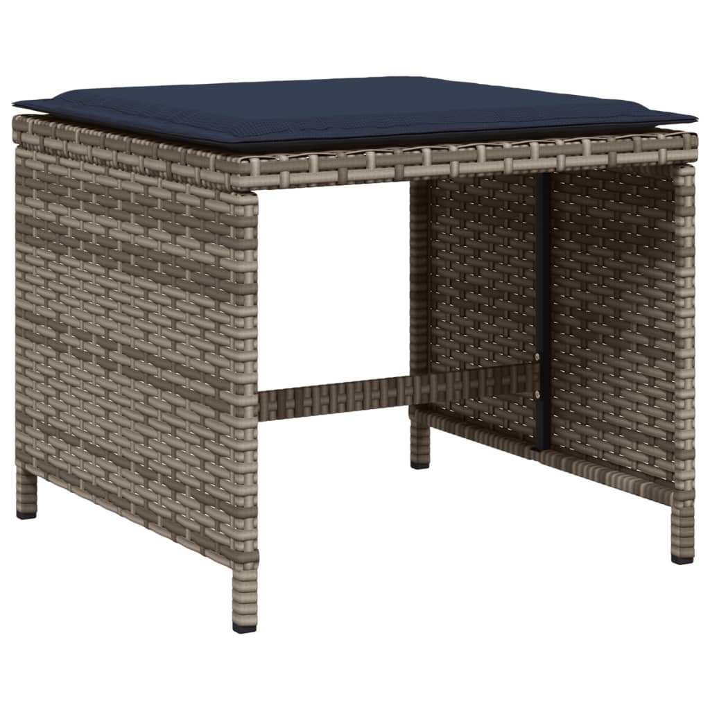 13-teiliges Garten-Ess-Set mit Kissen, grau, Polyrattan