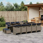 15-teiliges Garten-Ess-Set mit Kissen, grau, Polyrattan