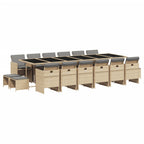17-tlg. Garten-Essgruppe mit Kissen Beigemischung Poly Rattan