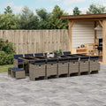 17-teiliges Garten-Ess-Set mit Kissen, grau, Polyrattan