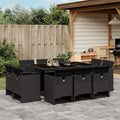 11-tlg. Garten-Essgruppe mit Kissen Schwarz Poly Rattan